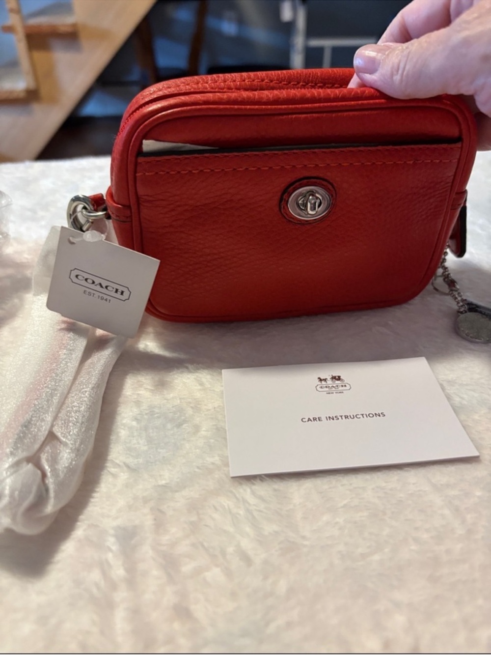 Coach Red Leather Wristlet - Picture 4 of 13